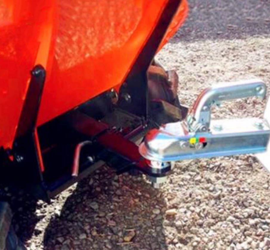 mini dumper ball hitch connected